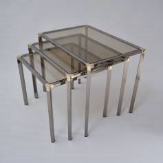 Vintage nest of tables in metal by Kesterport for Harrods, 1980`s, English